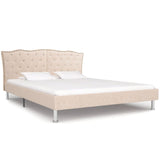 ZNTS Bed Frame Beige Fabric 135x190 cm 4FT6 Double 280664