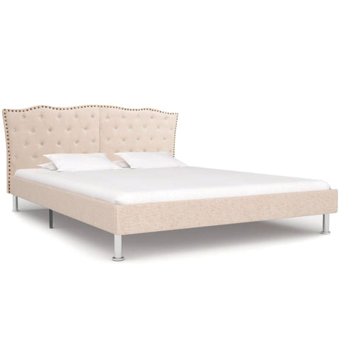 ZNTS Bed Frame Beige Fabric 135x190 cm 4FT6 Double 280664