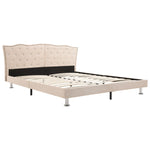 ZNTS Bed Frame Beige Fabric 135x190 cm 4FT6 Double 280664