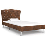 ZNTS Bed Frame Brown Faux Suede Leather 90x190 cm 3FT Single 280672