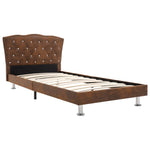 ZNTS Bed Frame Brown Faux Suede Leather 90x190 cm 3FT Single 280672