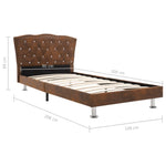 ZNTS Bed Frame Brown Faux Suede Leather 90x190 cm 3FT Single 280672