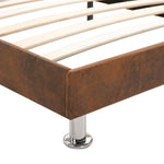 ZNTS Bed Frame Brown Faux Suede Leather 120x190 cm 4FT Small Double 280673
