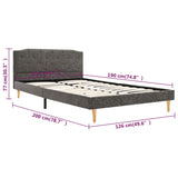 ZNTS Bed Frame Dark Grey Fabric 120x190 cm 4FT Small Double 280683