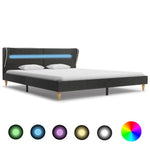 ZNTS Bed Frame with LED Dark Grey Burlap 150x200 cm 5FT King Size 280720