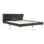 ZNTS Bed Frame with LED Dark Grey Burlap 150x200 cm 5FT King Size 280720