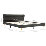 ZNTS Bed Frame with LED Dark Grey Burlap 150x200 cm 5FT King Size 280720