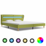 ZNTS Bed Frame with LED Green Fabric 150x200 cm 5FT King Size 280735