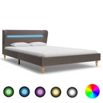 ZNTS Bed Frame with LED Taupe Fabric 120x190 cm 4FT Small Double 280738