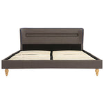ZNTS Bed Frame with LED Taupe Fabric 120x190 cm 4FT Small Double 280738
