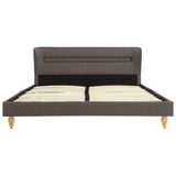 ZNTS Bed Frame with LED Taupe Fabric 120x190 cm 4FT Small Double 280738