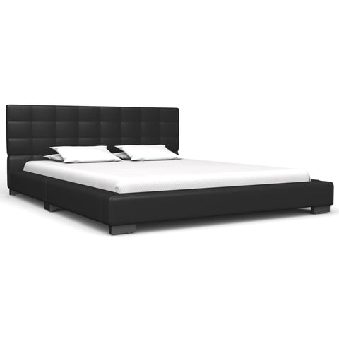 ZNTS Bed Frame Black Faux Leather 135x190 cm 4FT6 Double 280751
