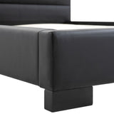 ZNTS Bed Frame Black Faux Leather 135x190 cm 4FT6 Double 280751