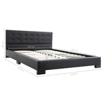 ZNTS Bed Frame Black Faux Leather 135x190 cm 4FT6 Double 280751
