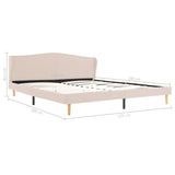 ZNTS Bed Frame Beige Fabric 150x200 cm 5FT King Size 280764