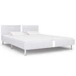 ZNTS Bed Frame White Faux Leather 150x200 cm 5FT King Size 281014