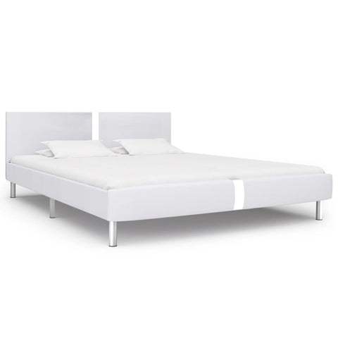 ZNTS Bed Frame White Faux Leather 150x200 cm 5FT King Size 281014