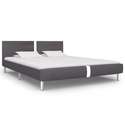 ZNTS Bed Frame Grey Faux Leather 180x200 cm 6FT Super King 281020