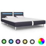 ZNTS Bed Frame with LED Black Faux Leather 180x200 cm 6FT Super King 281030