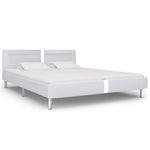 ZNTS Bed Frame with LED White Faux Leather 150x200 cm 5FT King Size 281034