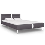 ZNTS Bed Frame with LED Grey Faux Leather 120x190 cm 4FT Small Double 281037