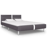 ZNTS Bed Frame with LED Grey Faux Leather 120x190 cm 4FT Small Double 281037
