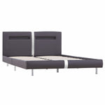 ZNTS Bed Frame with LED Grey Faux Leather 120x190 cm 4FT Small Double 281037
