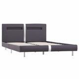 ZNTS Bed Frame with LED Grey Faux Leather 120x190 cm 4FT Small Double 281037