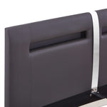 ZNTS Bed Frame with LED Grey Faux Leather 120x190 cm 4FT Small Double 281037