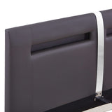 ZNTS Bed Frame with LED Grey Faux Leather 120x190 cm 4FT Small Double 281037