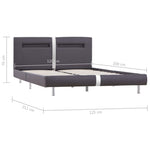 ZNTS Bed Frame with LED Grey Faux Leather 120x190 cm 4FT Small Double 281037