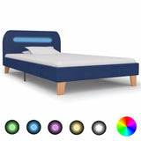 ZNTS Bed Frame with LED Blue Fabric 90x190 cm 3FT Single 281081