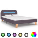 ZNTS Bed Frame with LED Taupe Fabric 120x190 cm 4FT Small Double 281092