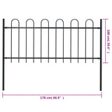ZNTS Garden Fence with Hoop Top Steel 1.7 m Black 144930