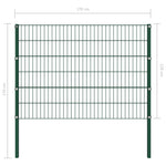 ZNTS Fence Panel with Posts Iron 1.7x1.2 m Green 144934
