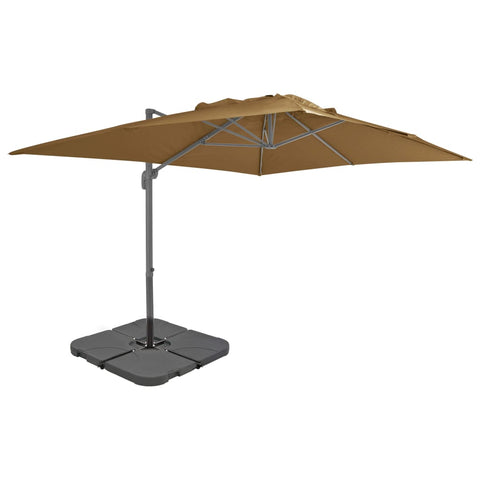 ZNTS Outdoor Umbrella with Portable Base Taupe 276349