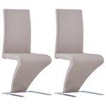 ZNTS Dining Chairs with Zigzag Shape 2 pcs Cappuccino Faux Leather 281896
