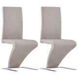 ZNTS Dining Chairs with Zigzag Shape 2 pcs Cappuccino Faux Leather 281896