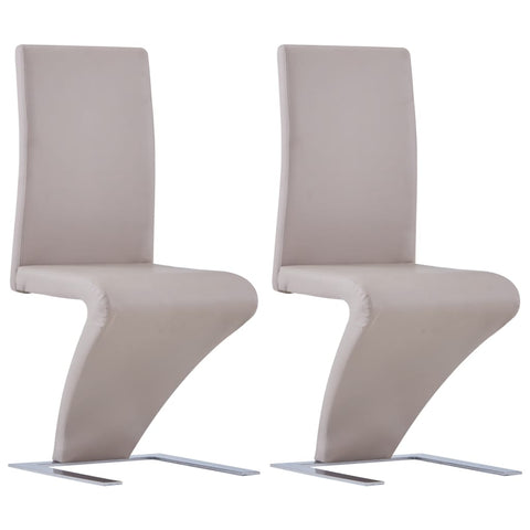 ZNTS Dining Chairs with Zigzag Shape 2 pcs Cappuccino Faux Leather 281896