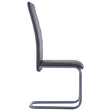 ZNTS Cantilever Dining Chairs 4 pcs Grey Faux Leather 281902