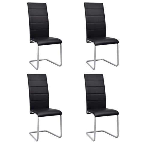 ZNTS Cantilever Dining Chairs 4 pcs Black Faux Leather 281910