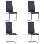 ZNTS Cantilever Dining Chairs 4 pcs Black Faux Leather 281943