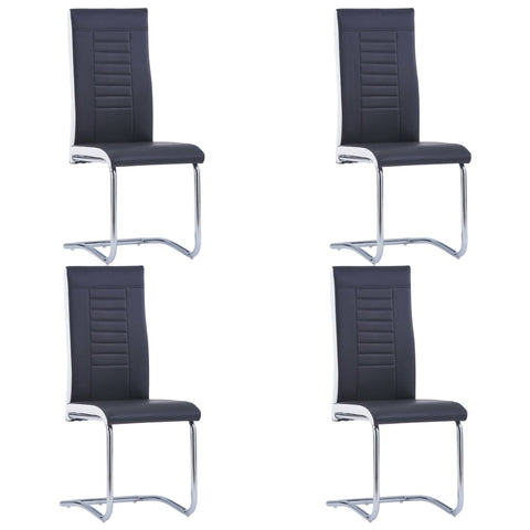 ZNTS Cantilever Dining Chairs 4 pcs Black Faux Leather 281943