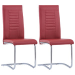 ZNTS Cantilever Dining Chairs 2 pcs Red Faux Leather 281952