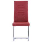 ZNTS Cantilever Dining Chairs 2 pcs Red Faux Leather 281952