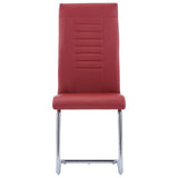 ZNTS Cantilever Dining Chairs 2 pcs Red Faux Leather 281952