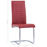 ZNTS Cantilever Dining Chairs 2 pcs Red Faux Leather 281952