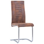 ZNTS Cantilever Dining Chairs 4 pcs Brown Faux Suede Leather 281955
