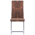ZNTS Cantilever Dining Chairs 4 pcs Brown Faux Suede Leather 281955