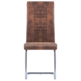 ZNTS Cantilever Dining Chairs 4 pcs Brown Faux Suede Leather 281955
